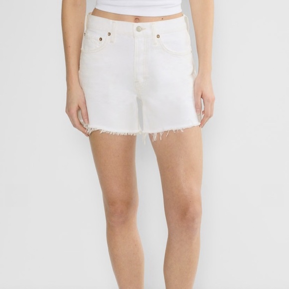 AGOLDE White High Rise Denim Cut Off Raw Hem White Shorts 26 - Picture 1 of 9